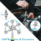 5 Pieces Telescoping Magnetic Pickup Tool Set, 1.5LB 15LB Pick-up Rod, 3.5LB 8LB Tools with LED Light, 10LB 360° Swivel Picker, Strong Magnet Stick Kit for Men Father Gift