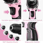 GardenJoy Cordless Power Drill Set: 12V Electric Drill with Battery and Charger, 2 Variable Speed,