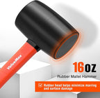 ValueMax 16oz Rubber Mallet Hammer, Fiberglass Handle, Double-Faced Soft Mallet, Soft Blow Tasks without Damage for Camping, Flooring, Tent Stakes, Woodworking