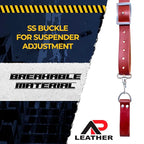 Tool Belt Suspenders – Heavy-Duty Adjustable Work Suspenders with 4 Detachable D-Loop for Construction Tool Belt (Maroon)