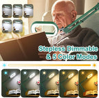 10X Rectangle Magnifying Glass with Light, 5 Color Modes Stepless Dimmable Magnifier with Stand, LED Lighted Clamp Desk Lamp with Swing Arm, Hands Free for Reading Painting Close Work - Green