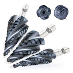 Four Spiral Flute Cobalt Step Drill Bit, 3pcs(1/4"-7/8") M35 Cobalt Step Drill Bit Wear-Resistant AlTiN Coated, 1/4" Hex Shank Hole Drill in Stainless Steel, Copper, Aluminum, Wood, Plastic