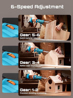Seesii Belt Sander 1/2" x 18", 6 Speeds Max 1700 FT/Min, with 2 * 2.0Ah Battery, Charger, Hand Held Belt Sander for Metal Working, Wood, Plastic, Auto Grinding