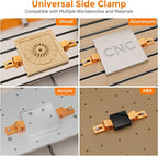 Aluminum Tiger Claw – Compatible with 3018 Pro Max/3018 Pro Ultra CNC Machine, T-Track & Perforated Worktables – Ideal for Secure CNC Machining, Low Profile Side Clamps for CNC Router