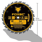 FOXBC 10-Inch Thin Kerf Ripping Table Saw Blade for Wood Cutting, 24-Tooth FTG, 5/8-Inch Arbor