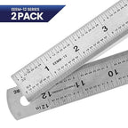 2 Pack | Pacific Arc Stainless Steel Ruler Inch and Metric, with 32nd and 64th Graduations, 12 Inches