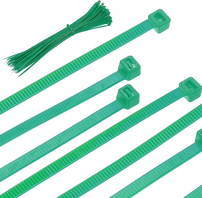 PATIKIL Cable Zip Ties 14 Inch, 100 Pcs Self-Locking Nylon Wire Tie Wraps Heavy Duty Cord Management with 50 lbs Tensile Strength for Indoor and Outdoor, Green (0.2" W)