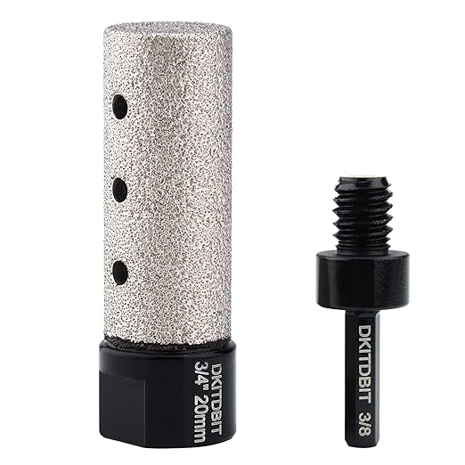 Diamond Coated Finger Bit, 3/4" Tile Milling Bit to Enlarge Grind Polish Shape Holes on Porcelain Ceramic Marble Granite Tile Countertop, with 5/8-11 Thread to 3/8" Hex Shank Adapter, Diameter 20mm