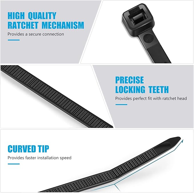 Industrial Zip Ties Heavy Duty with 250 lbs Tensile Strength, 11.6 inch, Electrical Cable Ties Heavy Duty, 50 Pieces, Wide and Thick Zip Ties, by Karoka
