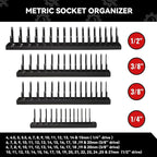 8PCS Socket Organizer Tray Set,SAE & Metric Socket Trays, 2PCS 1/4", 4PCS 3/8", 2PCS 1/2" Drive Deep and Shallow Socket Holders for Toolboxes (8pcs socket organizer (store 226 sockets）)