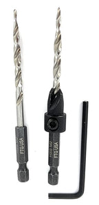 FTG USA Adjustable Wood Countersink Drill Bit #8 (11/64") with 1 Tapered Drill Bit for Woodworking