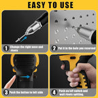 Rivet Gun Compatible with Dewalt 20V Battery, Cordless Rivet Tool with 3 Size (1/8", 5/32", 3/16") Aluminum Rivets, Brushless Motor Rivet Gun Kit Nose Piece, Led Light, Tool Only
