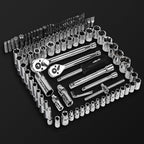 KELIN Socket Wrench Set 108 Pcs,1/4-Inch and 3/8-Inch Drive Socket Set with 72 Tooth Reversible Ratchets, Metric Bit Socket Set and Extension Bar for Auto Repairing and Home Use