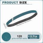 HARFINGTON 1 x 42 Inch Sanding Belts, 12 Pcs 120 Grit Zirconia Abrasive Belt Sander File Belt for Woodworking, Metal Polishing, Knife Sharpener