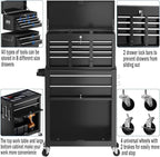 8-Drawer High Capacity Rolling Tool Box with Wheels,Rolling Tool Chest with Drawer,Tool Box on 4 Wheels with Lock, Tool Storage Cabinet Removable Portable Box for Garage Warehouse (Black)