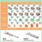 174Pcs 12 Kits DT Connector Kit With Ratcheting Wire Crimper for Deutsch Connector, 2 3 4 6 8 12 Pin Connectors Automotive Electrical Connectors With Size 16 Stamped Contacts IP68 Waterproof