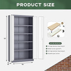 Greenvelly Metal Garage Storage Cabinet, 72" Locking Metal Cabinet with 2 Doors and 4 Adjustable Shelves, Grey White Steel Tool Organization for Home, Office, Garage (36" W x 18" D)