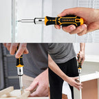 13-in-1 Ratcheting Screwdriver Set, Adjustable Multi-bit with Magnetic Tips (Flat, Phillips, Torx, Hex, Square, Nut Drivers), Cushion Grip Handle