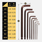 Metric Hex Key Ball End S2 Alloy Bronze – 9PCS Metric Allen Wrench Set, S2 Steel, 1.5–10mm, 6.7in, for High Torque Jobs, DIY Repairs, Bike & Machine Maintenance