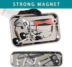 3 Pieces Magnetic Trays Set Stainless Steel Magnet Tool Tray Parts Holder for Screws, Sockets, Bolts, Pins, Mechanic's and Automotive