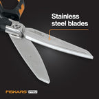 Fiskars Pro PowerArc Shop Shears, Heavy Duty Stainless Steel Scissor, Industrial Grade Tool for Building and Construction, 10 in, Orange/Black