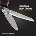Fiskars PowerArc 8" Shop Shears, Heavy Duty Serrated Stainless Steel Scissors with Comfort Grip, Hardware Tool for Construction, Cut Materials like Insulation, Duct Tape, Cardboard, Rope and Tyvek