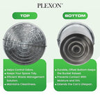 Plexon Metal Trash Can with Locking Lid Outdoor Storage Bucket for Bird Seed Ash Galvanized Steel 10-Gallon 2 Pack