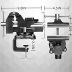 Bench Vise, 4-1/2" Table Vise For Workbench,2-in-1 Multi-Purpose Heavy Duty Bench Vice With Multifunctional Soft Jaws, 270° Swivel Base Home Vise for Woodworking,Home Workshop,Welding and DIY