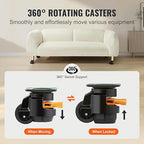 VEVOR Leveling Casters, Set of 4, 2200 lbs Total Load Capacity, 2 inches, Heavy Duty with Upgraded Handle Design, 360 Degree Swivel Caster Wheels, Adjustable Casters with Feet for Workbench, Machine