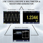 HANMATEK 3 in 1 Handheld Oscilloscope Multimeter,Waveform Generator HO51 with 3.5" TFT Oscilloscop, Auto-Calibration Function, Memory Function, Multi Tester