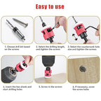 5 Pcs Countersink Drill Bit Set with Low Friction Depth Stop, HSS M2 Bits Tapered Head1/8 9/64" 5/32" Drill+3/8” 82° Counter-Bore,11/64" 3/16" Drill+ 1/2" 82° Counter Bore,1/4” Hex Shank(Red)