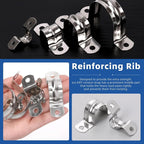 Glarks 50Pcs M8 Pipe Strap Clamp, 304 Stainless Steel 2 Hole Strap Heavy Duty Rigid Pipe Strap U Bracket Tube Strap Cable Clamp Hanger Tension Tube Clip for Pipe Tube Cable Fixing (25mm (1"))