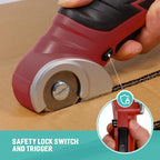VLOXO Cordless Electric Scissors Cardboard Cutter 4V Electric Box Cutter Rechargeable Power Scissors with Safety Lock Multi-Cutting Tools for Leather Carpet Canvas (Red)