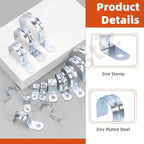 Tanstic 30Pcs 1-1/4 Inch EMT Pipe Strap Zinc Plated Steel One Hole Strap Conduit Clamp Rigid Pipe Strap for Pipe Fixing