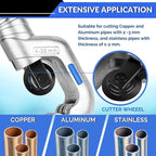 Flexzion Tube Cutter, Heavy Duty Tubing Pipe Cutter, 3/16 to 1-1/4 inch Cutting Diameter, Ideal for Cutting Copper, Aluminum, Brass, Steel, Plastic and More