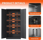 72'' Garage Storage Cabinet, Lockable Storage Cabinet with Adjustable Shelves, Steel Tool Cabinets for Home, Office, Garage, Require Assembly, Black