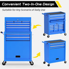 On Shine 8 Drawer Rolling Tool Chest, Large Capacity Rolling Tool Box with Wheels, Locking Mechanical Tool Chest, Portable Tool Box with Sliding Drawers,Metal Tool Box for Garage Workshop (Blue)