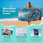 Sea Turtle Beach Towel Oversized 36" x 72", Thin Lightweight Sand Free Quick Dry Microfiber Towel for Swimming Pool Cruise Camping Travel