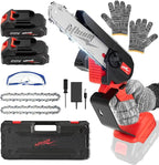 Mini Chainsaw Cordless, 6 Inch Portable Electric Chainsaw, One-Hand Handheld Small Chain Saw for Cutting Wood Trimming and Woodworking- Mini Chain Saw Battery Powered with 2 Batteries
