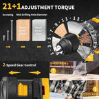 Compact Brushless Power Drill Set,60N.m Cordless Drill Tool Box with 2 Battery & 3/8”Keyless Metal Self-locking Chuck,138Pcs Men Handheld Tool Drills Kit,Taladro Inalámbrico for Home Repair Set