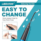 Libraton Deburring Tool with 11 High-Speed Steel Blades, 360 Degree Rotary Head, Professional Deburring Tool Kit Works on Metal, Resin, Aluminum, Copper, Plastic, 3D Printing, Wood