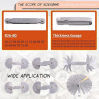 Tanstic 6Pcs Stainless Steel Feeler Gauge and Radius Gauge Set, 5Pcs R0.3-1.5/ R1-6.5/ R7-14.5/ R15-25/ R25-50 Radius Fillet Gauge with 32 Blades 0.04-0.88 mm Metric and Imperial Gap Measuring Tool