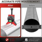 Pipe Center Finder, Pipefitter Tools w/Magnetic Centering Head, 2.75" Y-Type Pipe Fitting Tools w/Adjustable Dial Bubble Protractor to Measure Pipe Diameter from 1-1/2" to 6"