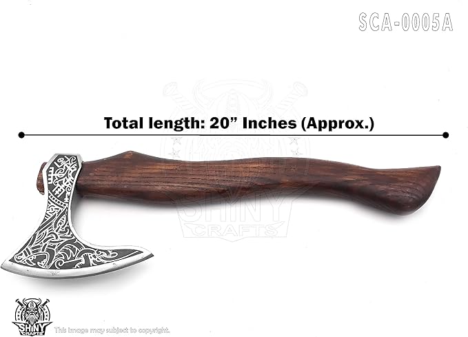 SHINY CRAFTS-Camping Axe Tomahawk Viking Bearded Axe Custom Handmade Carbon Steel Axe Valentine's Day Gift Birthday Gift for him with Premium Leather Sheath (SCA 05A)