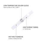 Wirefy 150 Pieces Electrical Heat Shrink Solder Terminals - Waterproof Electrical Terminals - Waterproof End to End Connection - White 0.14-0.25mm²