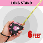 WORKPRO 16FT Pink Tape Measure, Inch/Metric Easy Read Measuring Tape, Retractable Lightweight Measurement Tape Accuracy 1/32, 1mm for Engineer,with Thumb Lock, Belt Clip, Rubber Protective Casing
