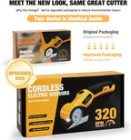 Cordless Electric Scissors,4V Rechargeable Cardboard Cutter Heavy Duty Scissor with Safety Lock & LED Light for Box Carpet Plastic Fabric(Yellow）