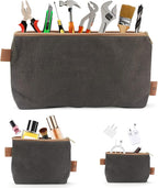 Canvas Zipper Pouch, 3 Pack Small Tool Pouch Organizer, Heavy Duty 16OZ Waxed Canvas Mini Zipper Bag Pouch, 5.7/6.7/12.3 Inch Tool Multipurpose Water Resistant Storage Pouches