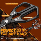 HUUSK Kitchen Scissors Set Upgraded - Stainless Steel Kitchen Shears, Sharp Meat Scissors, Heavy Duty Poultry Shear, Japanese Cooking Scissor for Food, Chicken Bones, and Turkey - Dishwasher Safe