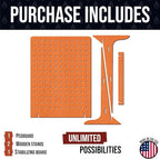 Torched Pegboard Display Stand for Jewelry, Craft Shows, Selling, Vendor Events, Tools, Peg Board Accessories Rack Organizer, XL 11.75" L x 4.3" W x 15.75" H, Orange
